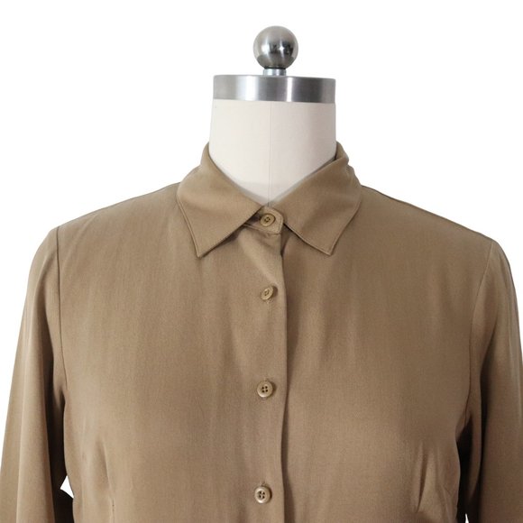 NWT pendleton tan tencel lyocell button up shirt L large womens blouse top NEW - Picture 2 of 11